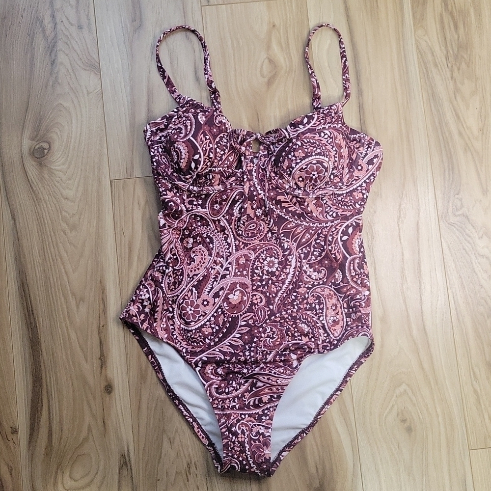 Kona Sol Women's Tie-Front Underwire Medium Coverage One-Piece Swimsuit - Picture 9 of 12